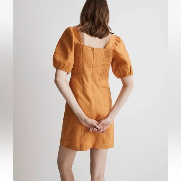 Madewell Maisie Mini Linen Dress Ochre Fresco Orange NWT Size 0 - Picture 2 of 8